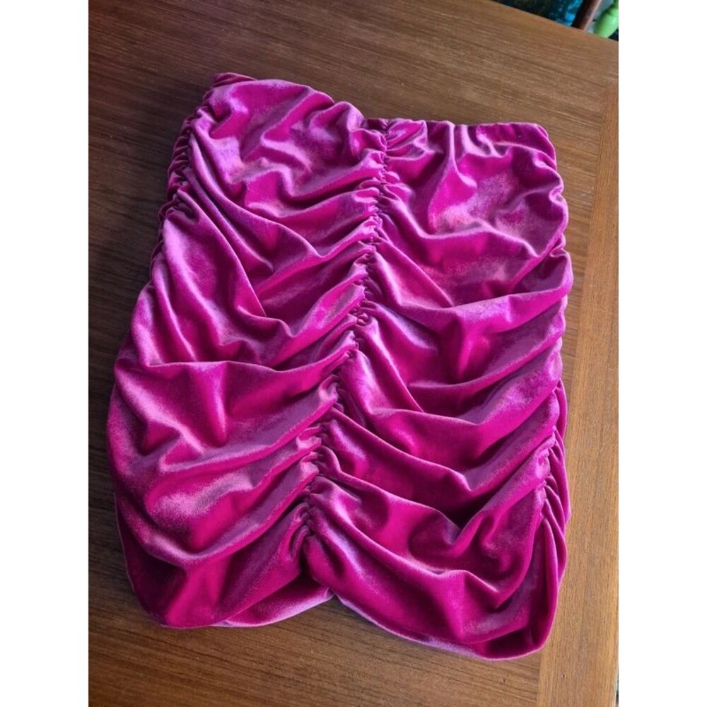 Zara draped pink velvet stretch mini skirt L